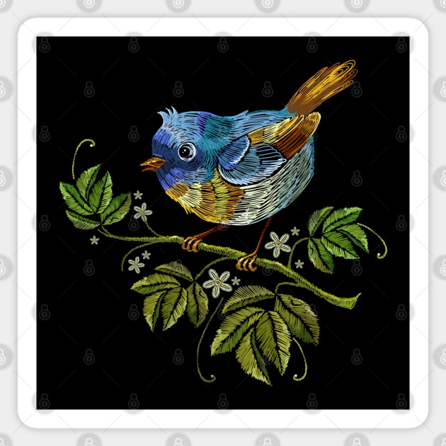 embroider wild tropical bird Sticker by Mako Design 